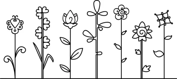 Ένα Σετ Από Διακοσμητικά Λουλούδια Ζωγραφισμένα Μία Γραμμή Διάνυσμα Βιβλίο — Διανυσματικό Αρχείο