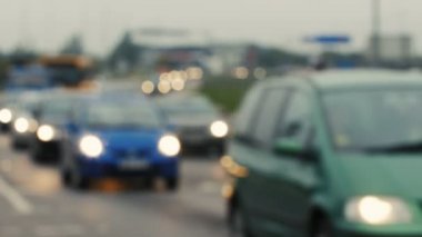 Trafik sıkışıklığı Litvanya, bulanık sahne üzerinde odaklanmamış görünümü.