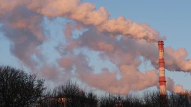 Parlak gökyüzünde yükselen dumanla