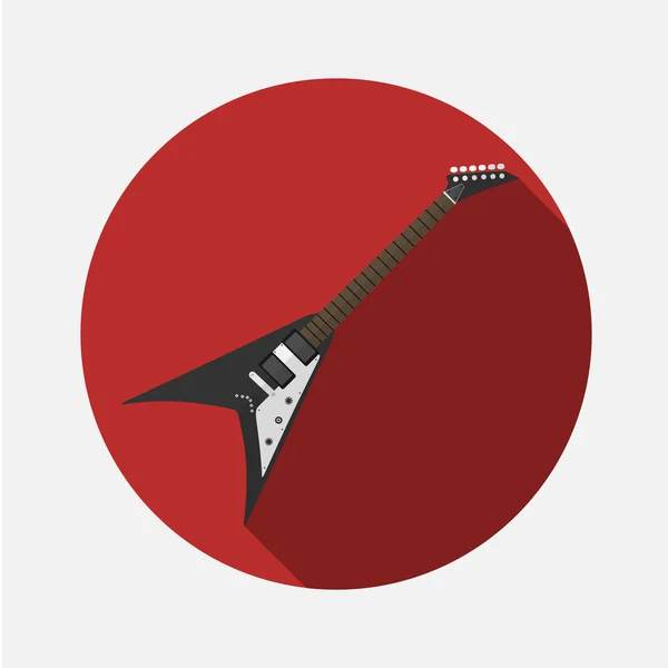 Guitarra de rock en estilo plano y sombra larga . — Archivo Imágenes Vectoriales