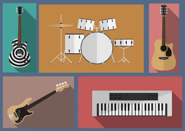 Conjunto de instrumentos musicales . — Vector de stock