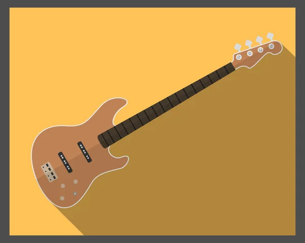 Bajo marrón guitarra plana . — Vector de stock