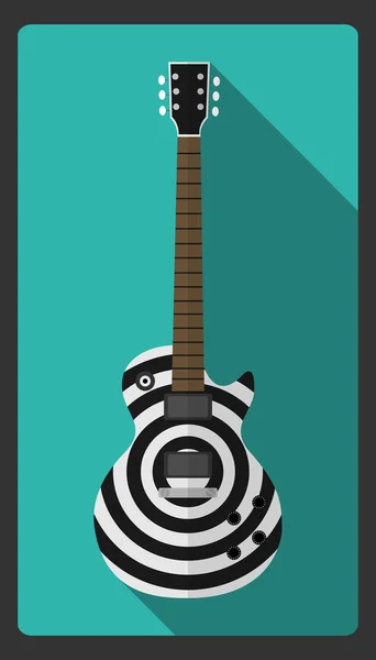 Guitarra moderna en blanco y negro en estilo plano . — Vector de stock