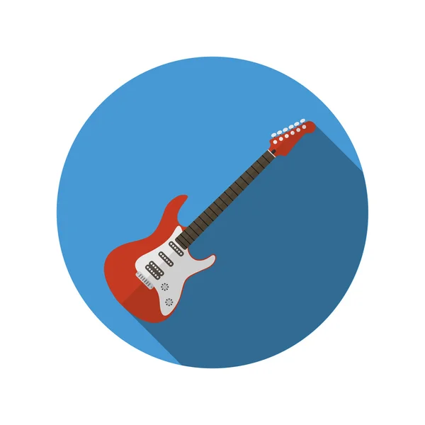 Guitarra de rock en estilo plano, sombra larga . — Vector de stock