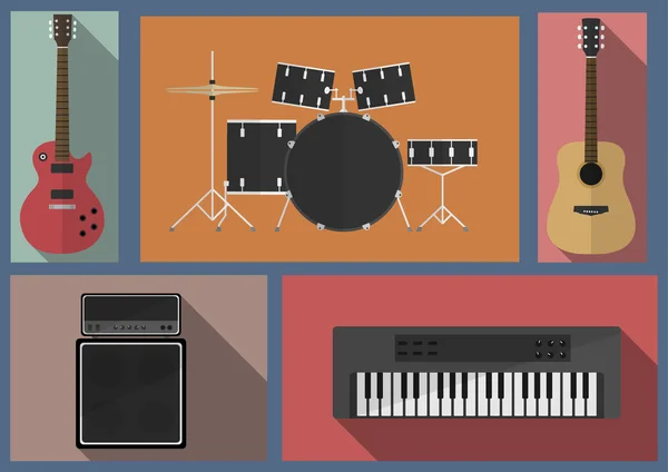 Conjunto de instrumentos musicales. — Vector de stock