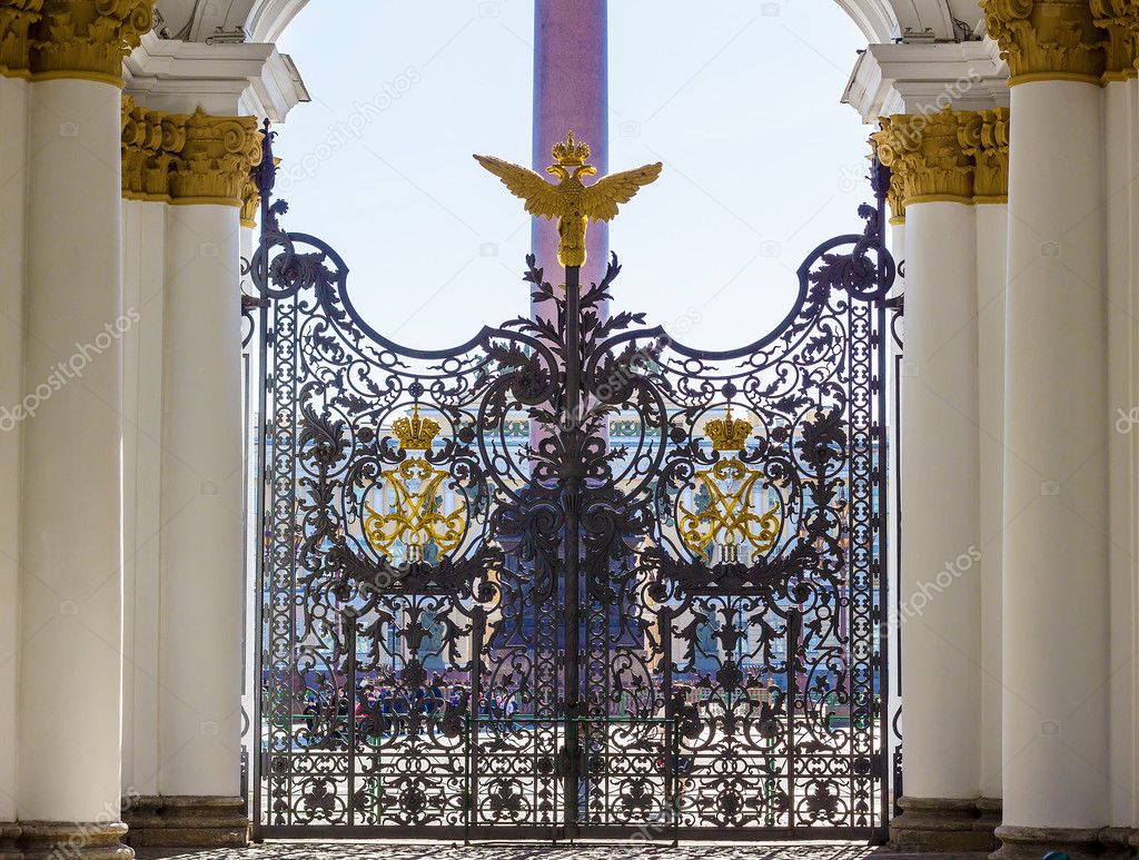 Gate of the State Hermitage Museum. St Petersburg. Russia.