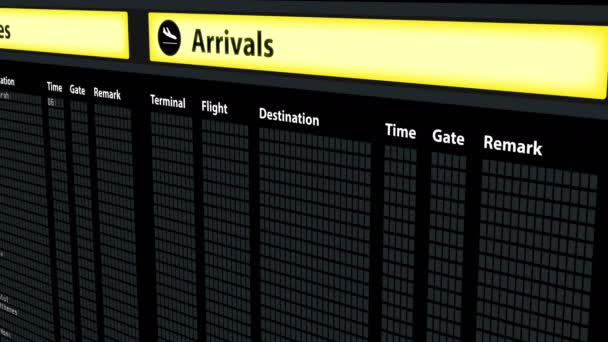 Horaire des vols embarquement à l'aéroport, informations de voyage, arrivées et départs — Video