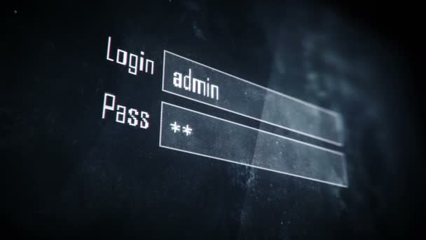 Успешный вход в систему, текст с экрана, системное сообщение, уведомление — стоковое видео
