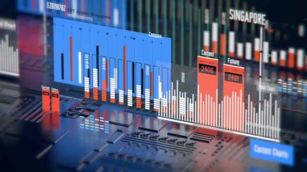 Singapur datos bursátiles, gráficos fincanciales, precios subiendo, bajando — Vídeos de Stock