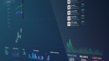 Ekran, değişen resimler, grafikler, finansal veri eğri düşen ve yükselen