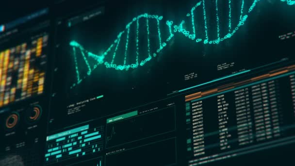 Analýza struktury Dna, forenzní výzkum, geny a genetických poruch, věda — Stock video