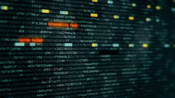 Mensajes de alerta de piratería informática en pantalla, sistema bajo ataque, pérdida de datos, robo — Vídeos de Stock