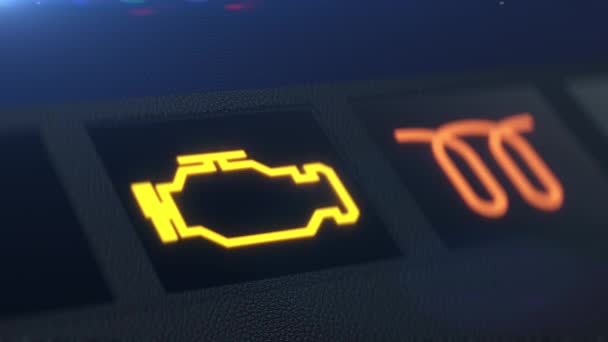 Ελέγξτε το φως μηχανών που αναβοσβήνει στο ταμπλό του αυτοκινήτου, πρόβλημα αυτοκινήτων, μηχανικός που απαιτείται — Αρχείο Βίντεο