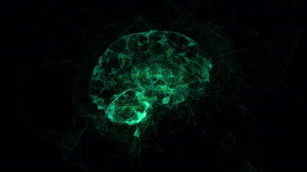 Человеческий мозг, геометрическая форма фона, визуализация мозга искусственного интеллекта, технология — стоковое видео