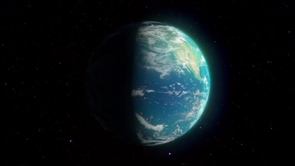A Föld bolygó a világűrből nézve, forgó gömb, éjjel-nappal, hurkolható — Stock videók