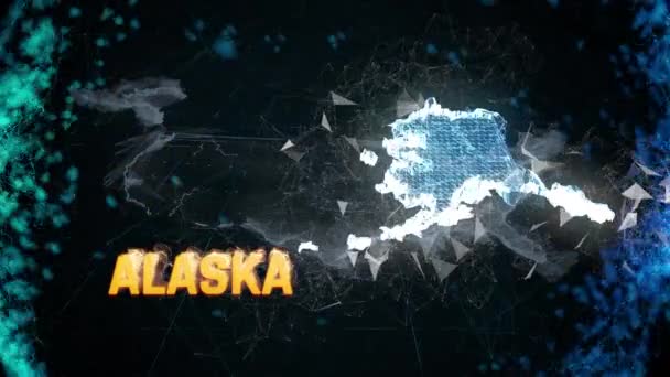 Alaska Estados Unidos frontera federal mapa contorno, eventos de noticias, encuestas de salida, avistamientos — Vídeo de stock