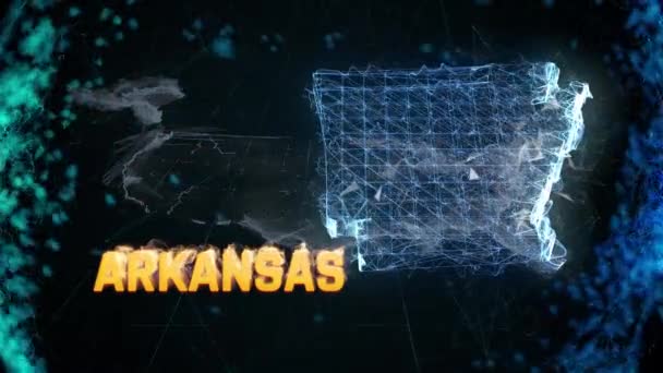 Arkansas EE.UU. frontera federal mapa contorno, eventos de noticias, encuestas de salida, avistamientos — Vídeo de stock