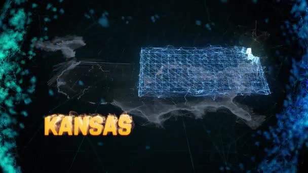 Канзас США Федеральна карта кордону США, події новин, списки виїздів, спостереження — стокове відео