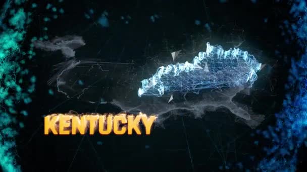 Kentucky US federal state border map outline, news events, exit polls, sightings — Vídeo de stock