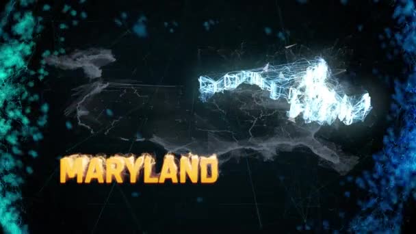 Maryland US federální státní hranice mapa obrys, zprávy události, výstupní průzkumy, pozorování — Stock video