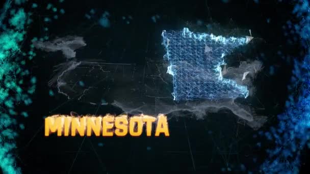 Minnesota US federální státní hranice mapa obrys, zprávy události, exit ankety, pozorování — Stock video