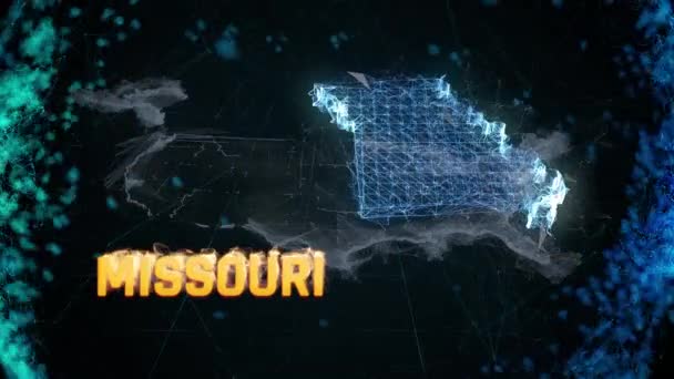 Missouri US federální státní hranice mapa obrys, zprávy události, výstupní průzkumy, pozorování — Stock video