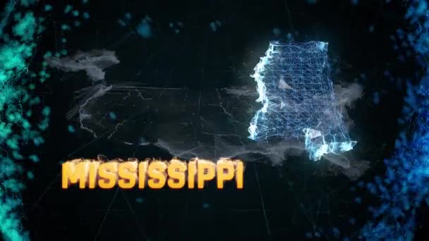 Mississippi USA federalna mapa granicy państwowej zarys, wydarzenia informacyjne, sondaże wyjścia — Wideo stockowe
