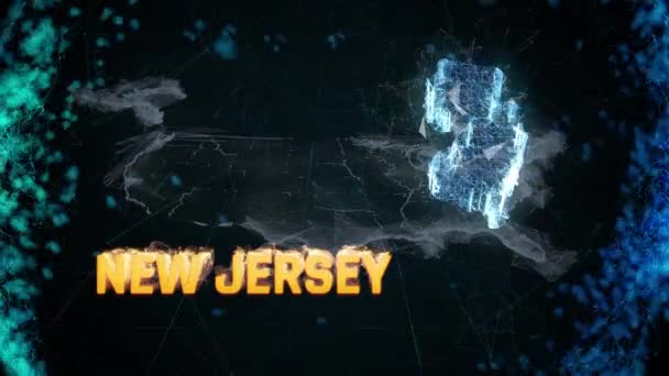 Nova Jersey Estados Unidos mapa da fronteira federal, eventos noticiosos, sondagens, avistamentos — Vídeo de Stock