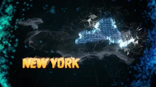 New York Stati Uniti Confine di Stato federale mappa schema, notizie eventi, exit poll, avvistamenti — Video Stock