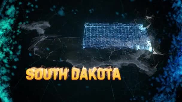 Jižní Dakota US federální státní hranice mapa, zprávy události, výstupní průzkumy, pozorování — Stock video