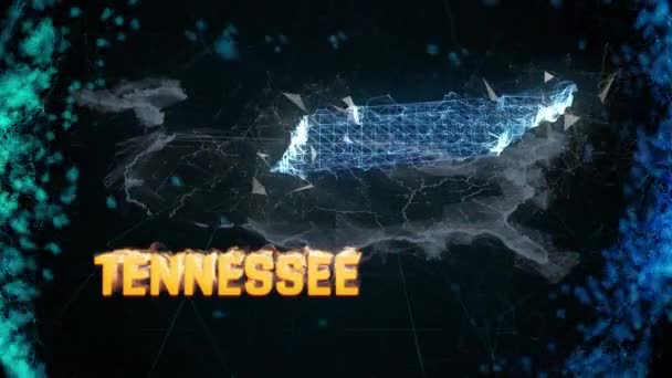 Tennessee US federal state border map outline, news events, exit poll, sightings — Stock Video