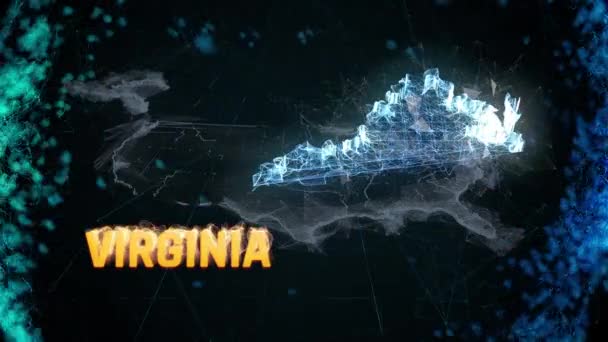 Kartenskizze der Grenze des US-Bundesstaates Virginia, Nachrichtenereignisse, Umfragen, Sichtungen — Stockvideo