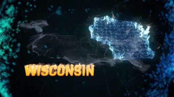 Mapa granicy stanu Wisconsin USA, wiadomości, sondaże, obserwacje — Wideo stockowe