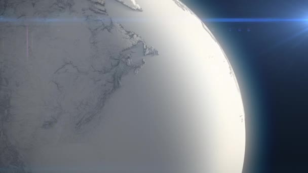 白い惑星の表面のクローズアップ 宇宙からの眺め 氷の雪玉 Earth Background — ストック動画