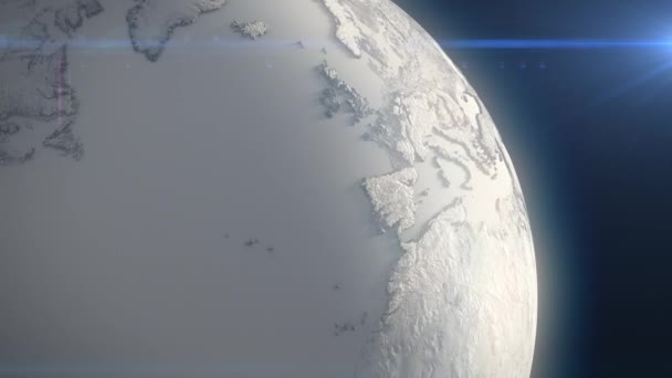 Λευκή Παγωμένη Γήινη Ιδέα Πλανήτης Καλυμμένος Χιόνι Θέα Από Διάστημα — Αρχείο Βίντεο