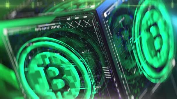 Latar Belakang Mata Uang Internet Bitcoin Uang Digital Harga Pasar — Stok Video