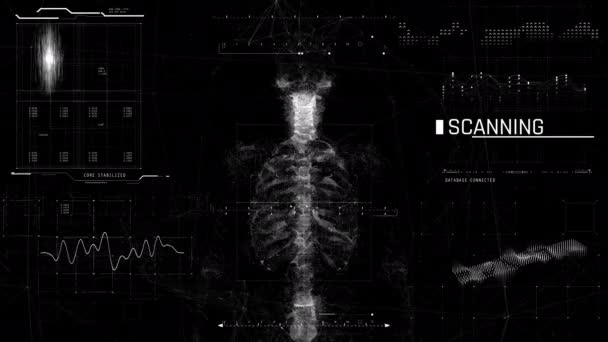 未来人体扫描 医疗设备接口 医疗保健 显示病人身体扫描的医疗软件 — 图库视频影像