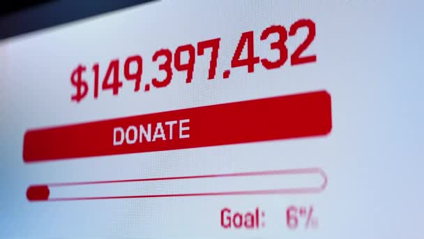 Donar Botón Sitio Web Caridad Número Donaciones Aumento Llamada Acción — Vídeos de Stock