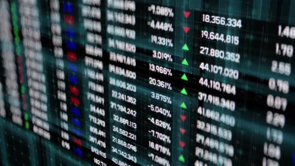 Digitaler Bildschirm Mit Börsenstatistiken Zahlenaktualisierung Wachstum Niedergang Abstrakter Finanzieller Hintergrund — Stockvideo