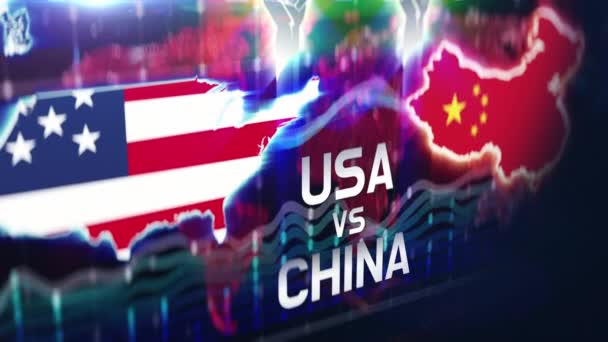 America China Concept Mega Countries Conflict Tension Economic War United — Stock Video