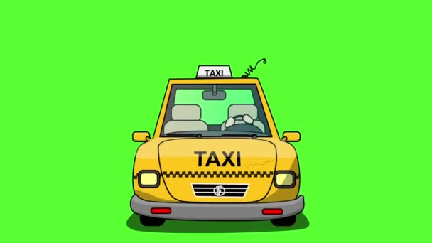 Kreskówka transportu taksówką animed — Wideo stockowe