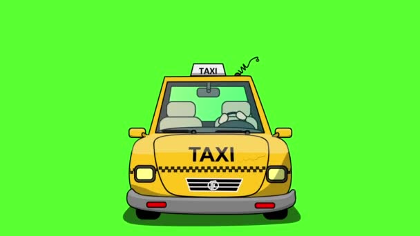 Taxi trasporto cartone animato — Video Stock