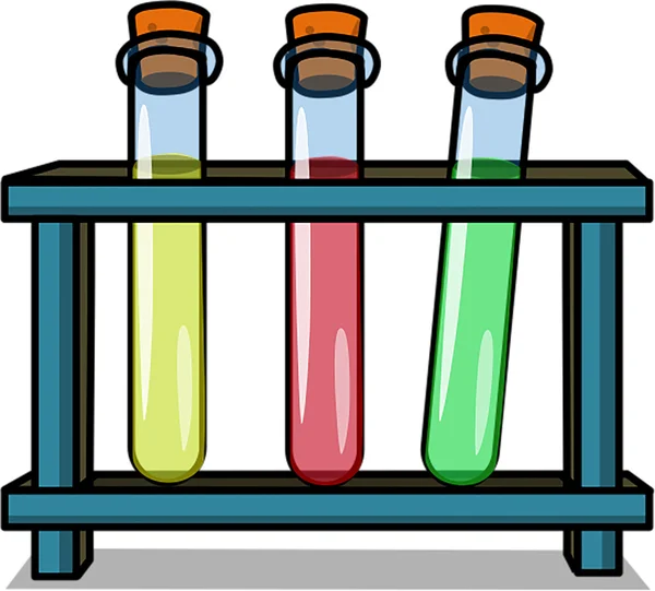 Materialien Und Instrumente Einer Karikatur Aus Dem Chemielabor Stockbild