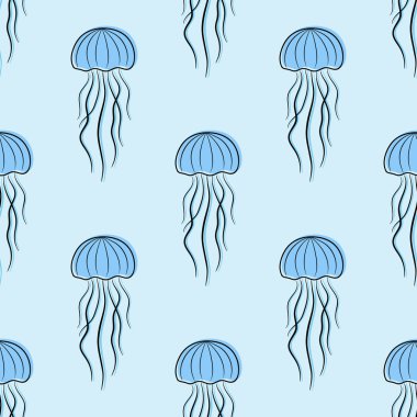 Mavi deniz anası desen