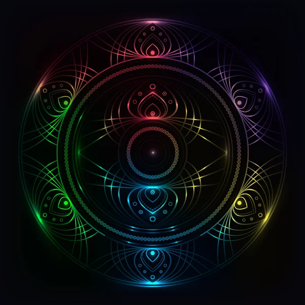 Mandala arc-en-ciel lumineux — Image vectorielle