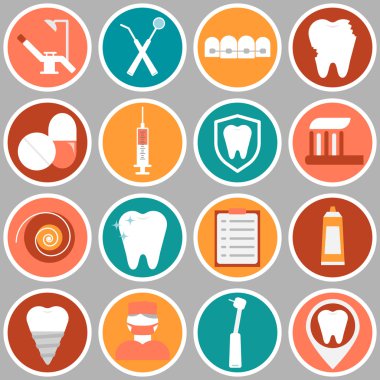 Diş düz vektör simgeler