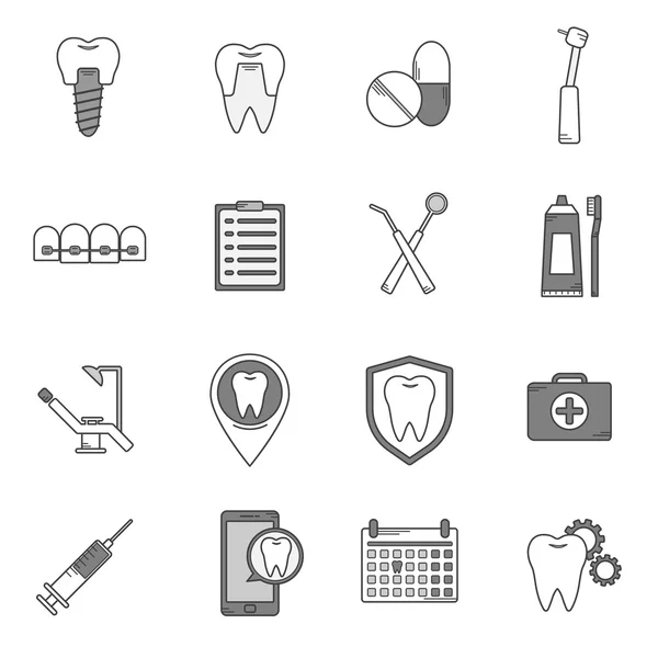 Icons in dental linear style — Stock Vector