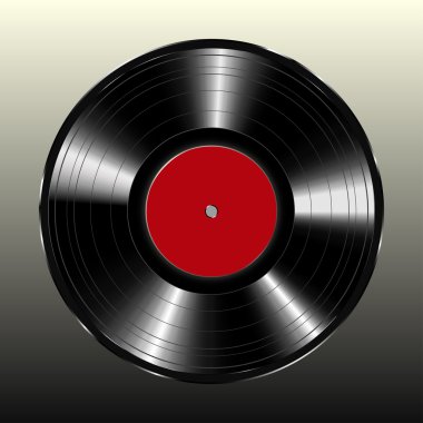 Vinil kayıt etiket, şık vektör çizim olmadan siyah bir zemin üzerine