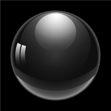 Drop of water with glare and reflection on black background, stylish vector illustration