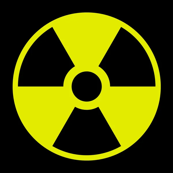 Symbol för radioaktiv kontamination med högdagrar på svart bakgrund, fara — Stock vektor